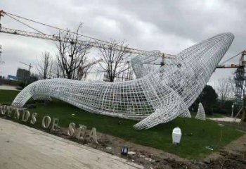 鏤空鯨魚(yú)雕塑廠家 網(wǎng)格編織工藝 不銹鋼動(dòng)物魚(yú)素材