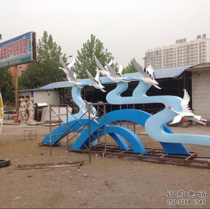 大雁雕塑廠家 鳥(niǎo)禽規(guī)格 提供不銹鋼大雁雕塑