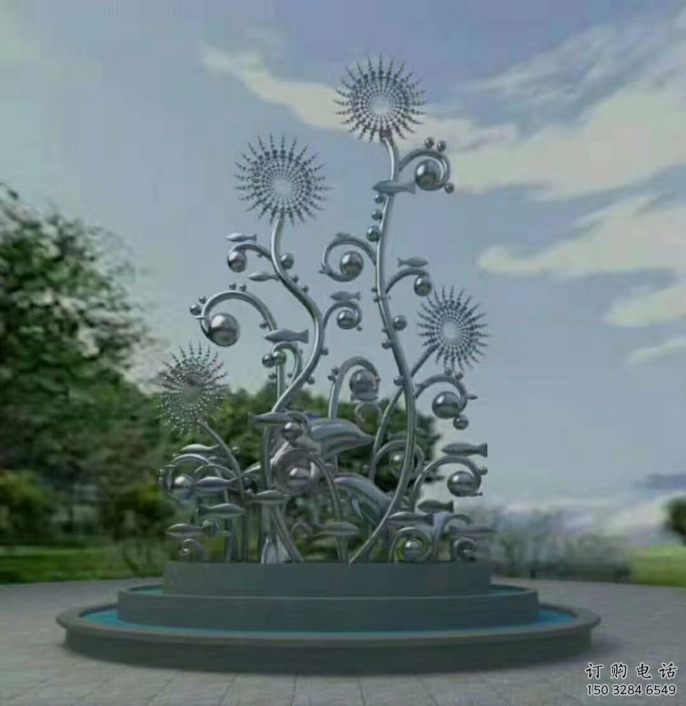 風鈴樹雕塑廠家 園林不銹鋼植物雕塑