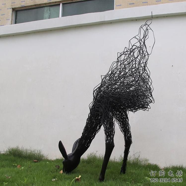 鋼絲鹿頭雕塑 不銹鋼半身鹿動(dòng)物雕塑