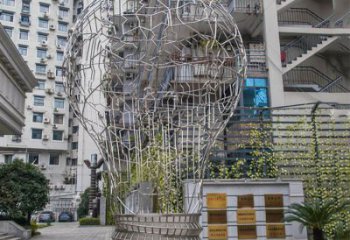 鏤空燈泡雕塑廠家 現(xiàn)代藝術(shù)標識 不銹鋼鏤空燈泡雕塑