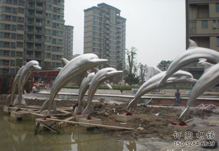 游樂(lè)場(chǎng)海豚雕塑廠家 海洋賓館擺件 住宅小區(qū)鋼管海豚雕塑