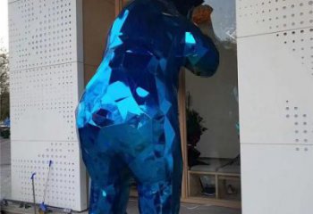 商場(chǎng)熊雕塑廠家 中式室內(nèi)小品 酒店拉絲熊雕塑