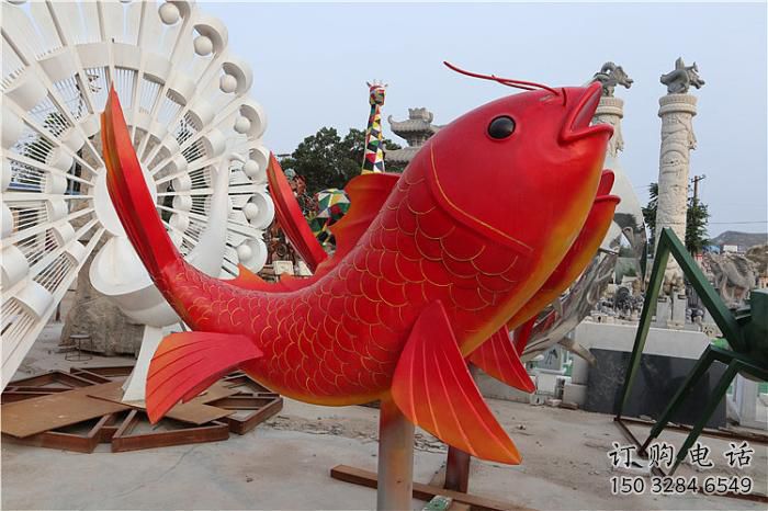 公園魚兒雕塑廠家 中式彩繪小品 風(fēng)景區(qū)仿真魚兒雕塑