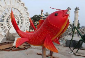 公園魚(yú)兒雕塑廠家 中式彩繪小品 風(fēng)景區(qū)仿真魚(yú)兒雕塑