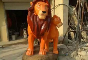 園林雄獅雕塑廠(chǎng)家 大型彩繪擺件 街道仿真雄獅雕塑