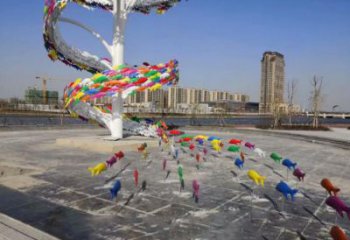 公園魚(yú)雕塑廠家 中式烤漆小品 風(fēng)景區(qū)抽象魚(yú)雕塑