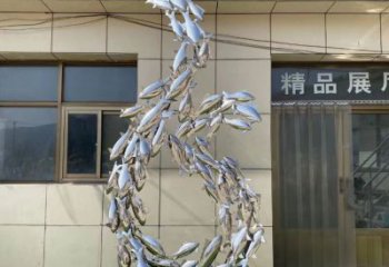 別墅區(qū)麥穗魚雕塑廠家 創(chuàng)意抽象小品 室內(nèi)異形麥穗魚雕塑