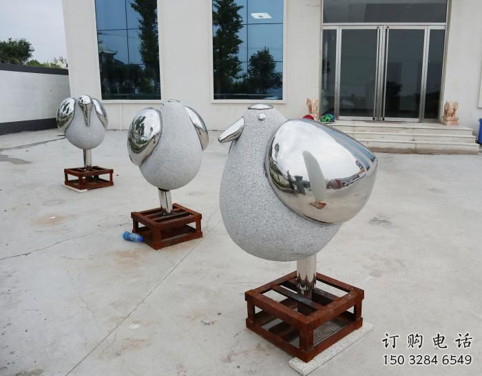 鏡面小鳥雕塑廠家 現(xiàn)代酒店擺件 游樂場(chǎng)異形小鳥雕塑