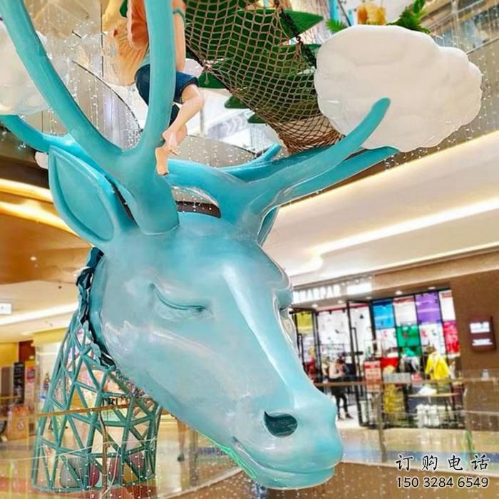 室內(nèi)鹿角雕塑廠家 大型餐飲店小品 步行街異形鹿角雕塑