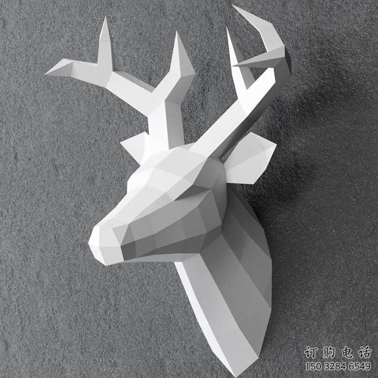 抽象鹿頭雕塑廠家 創(chuàng)意現(xiàn)代擺件 玄關彩繪鹿頭雕塑