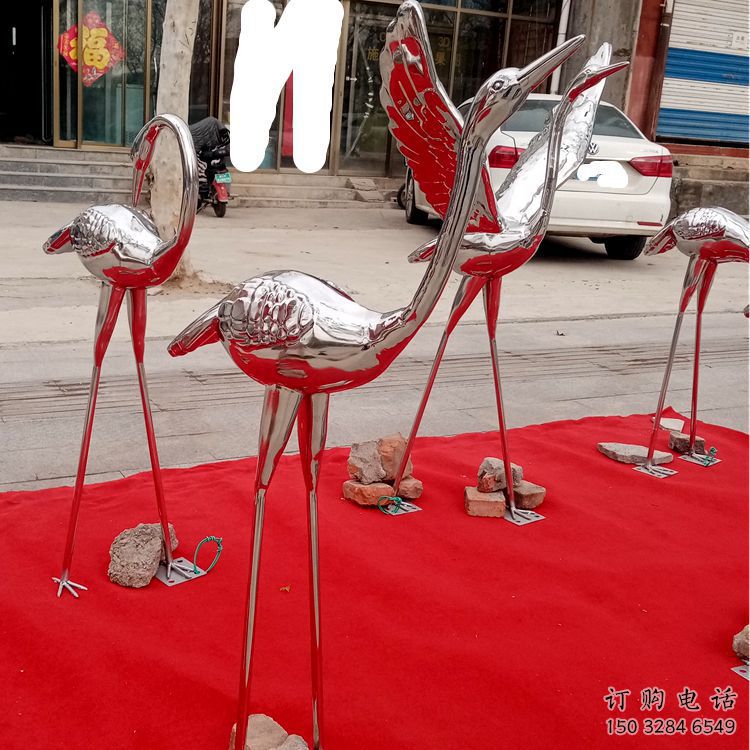 住宅小區(qū)白鶴雕塑廠(chǎng)家 現(xiàn)代廣場(chǎng)小品 公園鏡面白鶴雕塑