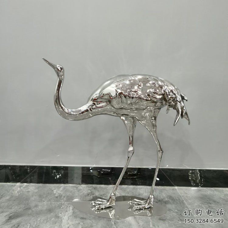 異形鴕鳥雕塑廠家 創(chuàng)意異形擺件 酒店拉絲鴕鳥雕塑