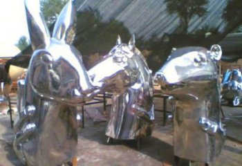 鏡面馬頭雕塑廠家 現(xiàn)代公園擺件 游樂場(chǎng)異形馬頭雕塑