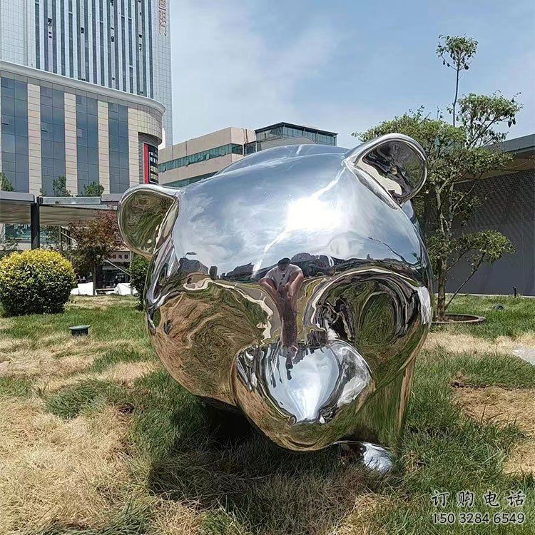 鏡面大熊貓雕塑廠家 現(xiàn)代戶外擺件 游樂場異形大熊貓雕塑