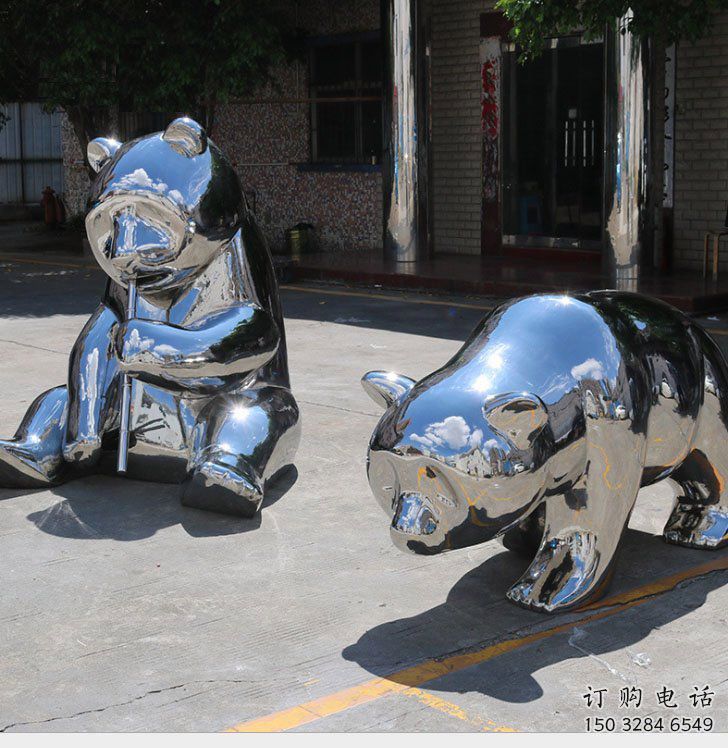 商業(yè)街大熊貓雕塑廠(chǎng)家 大型創(chuàng)意擺件 步行街異形大熊貓雕塑