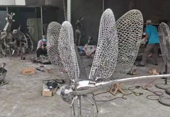 風(fēng)景區(qū)蜻蜓點水雕塑廠家 中式擺件 戶外鏤空蜻蜓點水雕塑