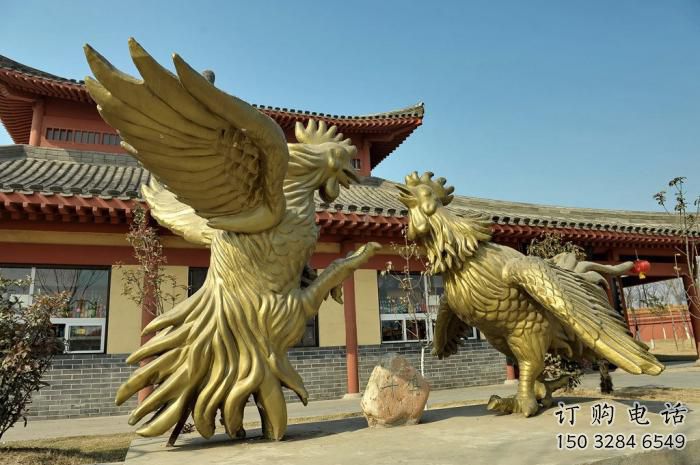公園金雞雕塑廠家 中式烤漆小品 風(fēng)景區(qū)仿古金雞雕塑