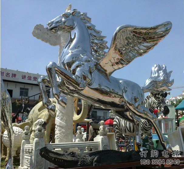 別墅飛馬雕塑廠家 卡通噴漆小品 戶外大型飛馬雕塑