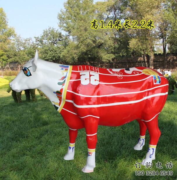 商場(chǎng)花牛雕塑廠家 中式創(chuàng)意小品 酒店彩繪花牛雕塑