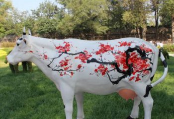 抽象花牛雕塑廠(chǎng)家 公園創(chuàng)意擺件 戶(hù)外彩繪花牛雕塑