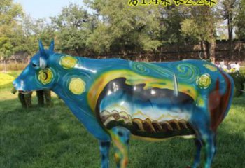 街道花牛雕塑廠(chǎng)家 創(chuàng)意彩繪小品 大型公園花牛雕塑