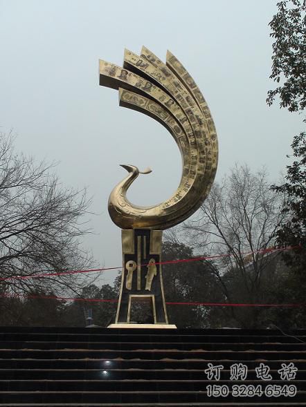 園林鳳鳥(niǎo)雕塑廠家 大型抽象擺件 街道仿古鳳鳥(niǎo)雕塑