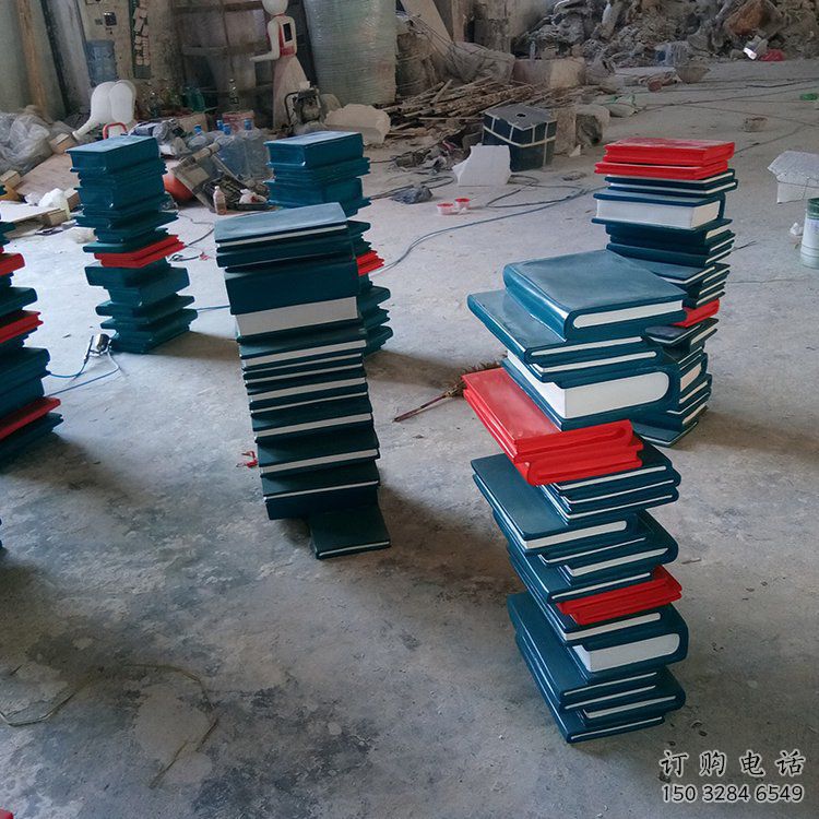 噴漆書(shū)山雕塑廠(chǎng)家 中式公園小品 戶(hù)外不銹鋼書(shū)山雕塑