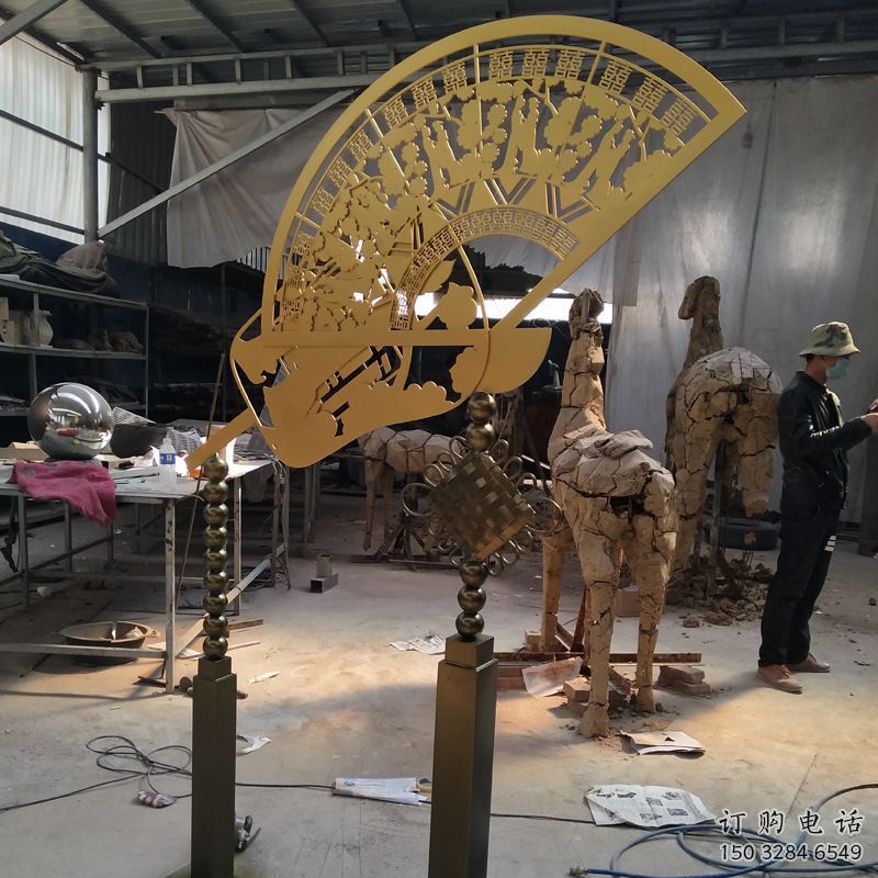 仿古扇形雕塑廠家 公園草地小品 房地產(chǎn)不銹鋼扇形雕塑