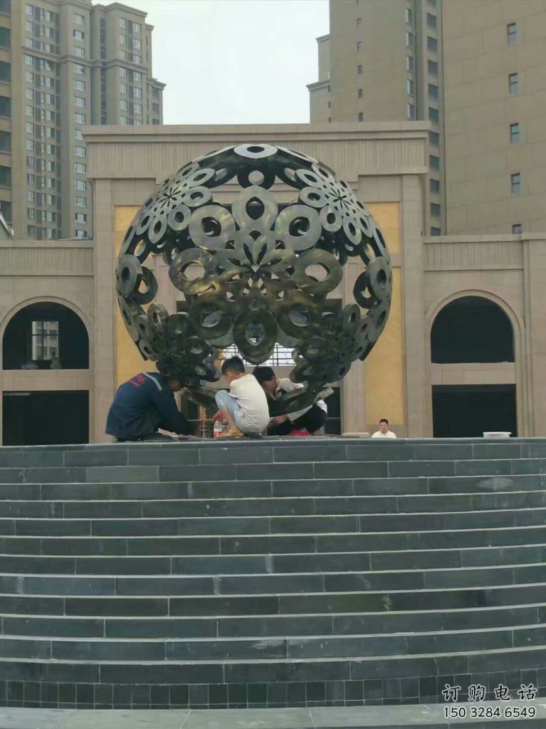 鏤空球狀雕塑廠家 中式廣場(chǎng)小品 戶外不銹鋼球狀雕塑