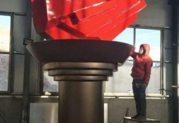 街頭火把雕塑廠(chǎng)家 大型別墅區(qū)擺件 現(xiàn)代不銹鋼火把雕塑