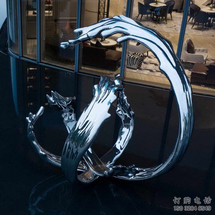 仿古l浪花雕塑廠家 廣場(chǎng)抽象小品 房地產(chǎn)不銹鋼浪花雕塑