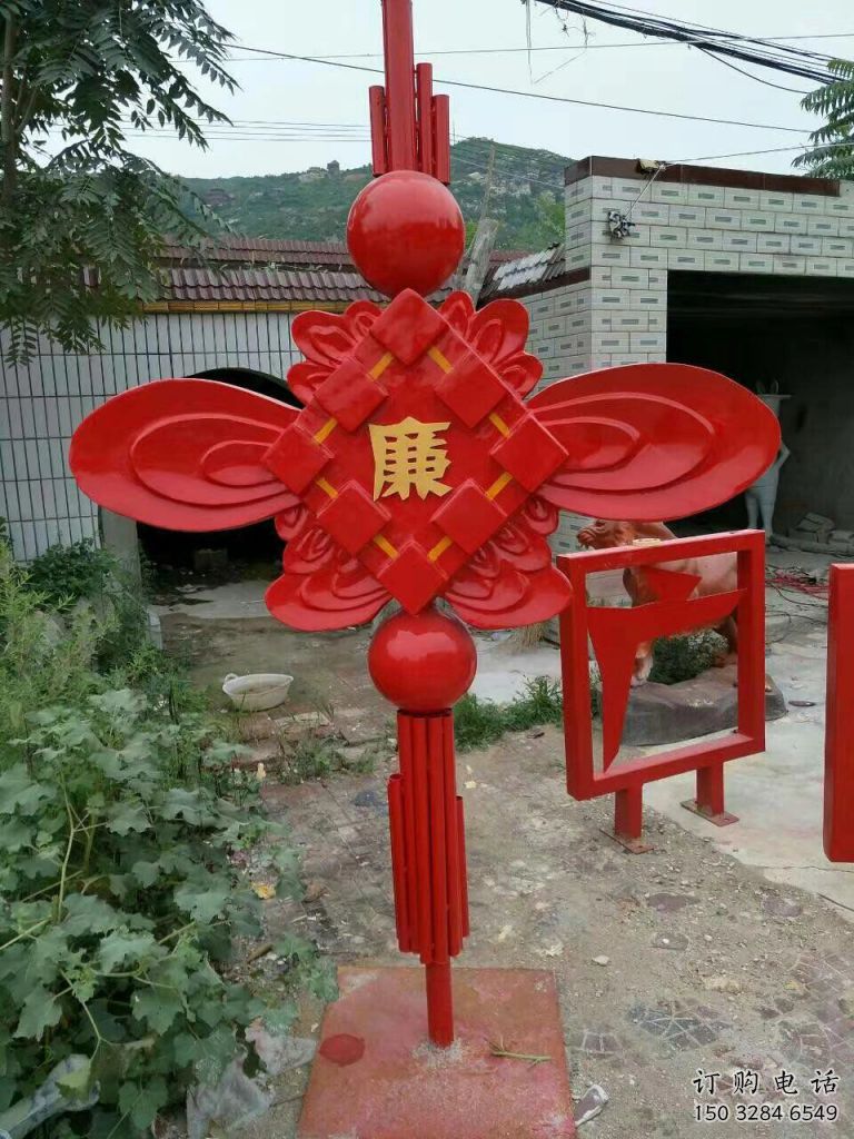 大型中國結雕塑廠家 烤漆小品 企業(yè)不銹鋼中國結雕塑生產(chǎn)