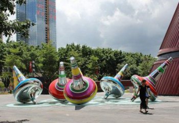 游樂場(chǎng)陀螺雕塑廠家 現(xiàn)代擺件 噴漆不銹鋼陀螺雕塑