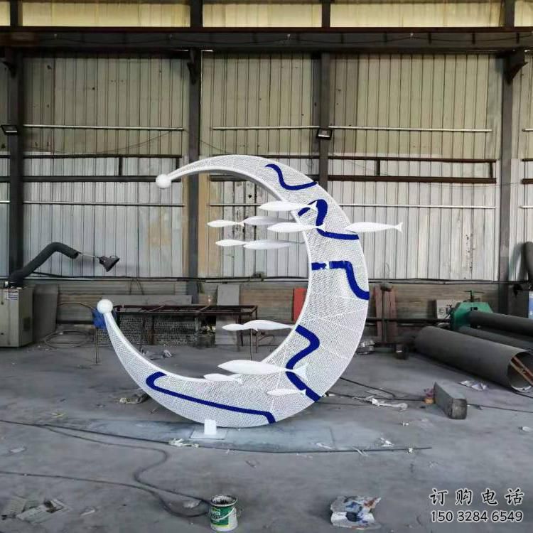 歐式月亮雕塑廠家 抽象擺件 大型不銹鋼月亮雕塑生產(chǎn)