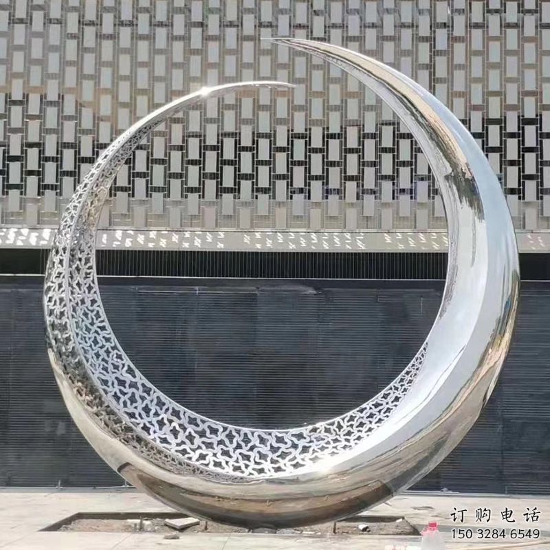 抽象月牙形雕塑廠家 啞光小品 戶外不銹鋼月牙形雕塑生產