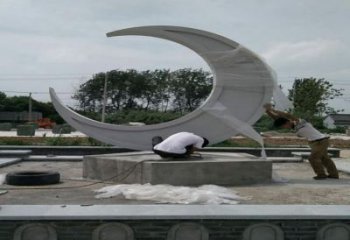 公園月牙雕塑廠(chǎng)家 戶(hù)外擺件 現(xiàn)代不銹鋼月牙雕塑生產(chǎn)