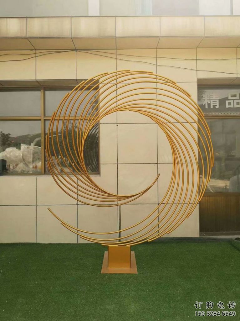 拉絲環(huán)形雕塑廠家 鏤空創(chuàng)意擺件 別墅區(qū)不銹鋼環(huán)形雕塑生產