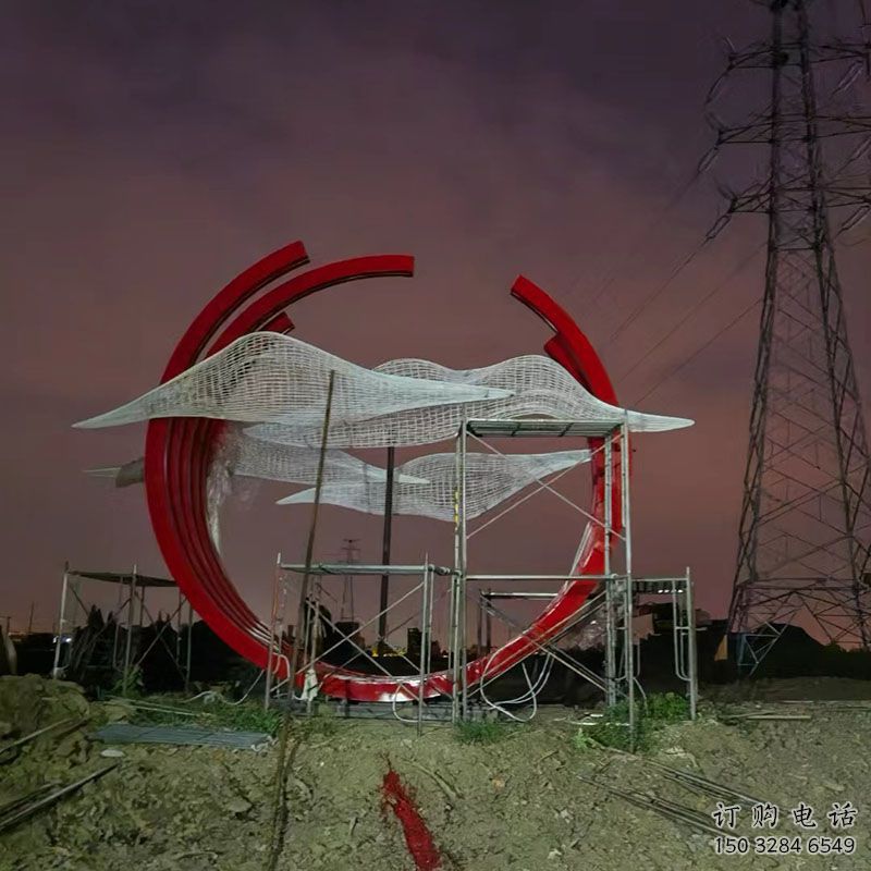 鏤空云朵雕塑廠家 園林小品 住宅小區(qū)不銹鋼云朵雕塑生產(chǎn)