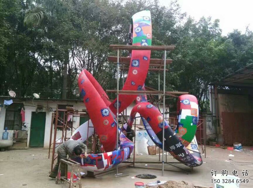 步行街彩帶雕塑廠家 游樂場小品 大型不銹鋼彩帶雕塑生產(chǎn)