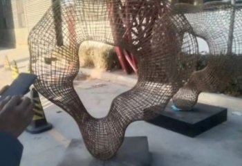 廣場絲帶雕塑廠家 戶外小品 現(xiàn)代不銹鋼絲帶雕塑生產
