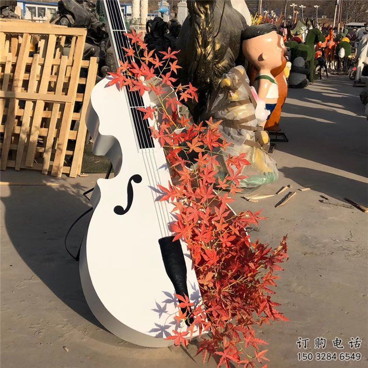 商業(yè)街小提琴雕塑廠家 音樂擺件 烤漆不銹鋼小提琴雕塑