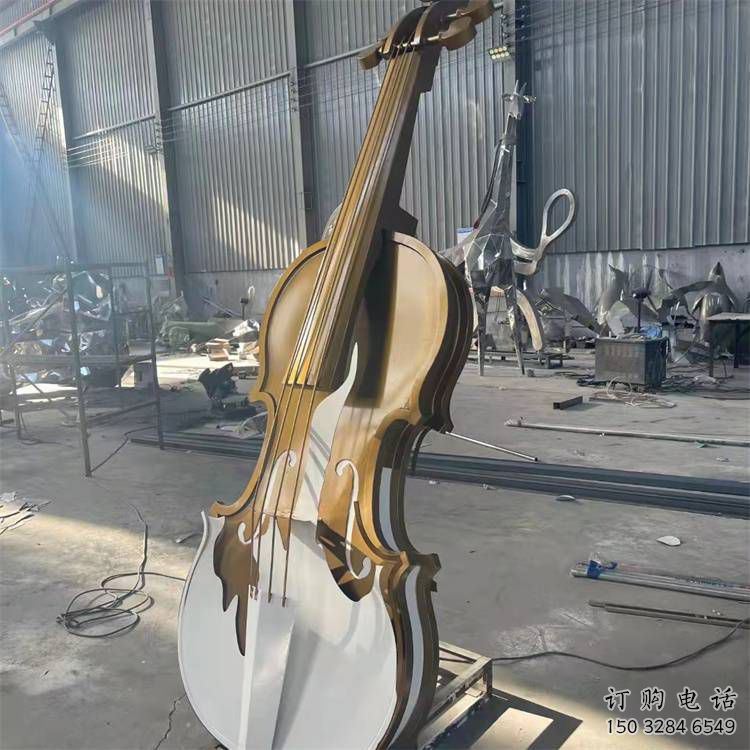 園林小提琴雕塑廠家 鏡面音樂(lè)小品 中式不銹鋼小提琴雕塑