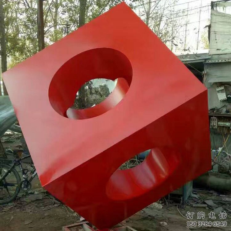 噴漆立方體雕塑廠家 中式小品 戶(hù)外不銹鋼立方體雕塑廠