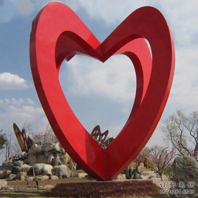 歐式愛(ài)心雕塑廠家 抽象擺件 大型不銹鋼愛(ài)心雕塑廠