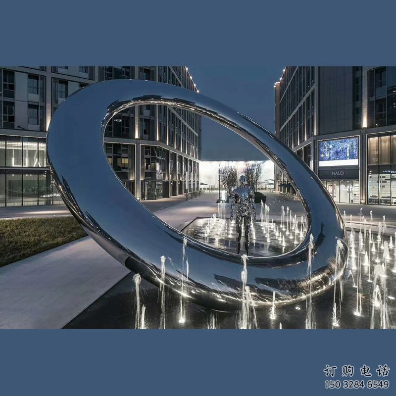 現(xiàn)代水簾雕塑廠家 大型別墅區(qū)擺件 水景不銹鋼水簾雕塑廠