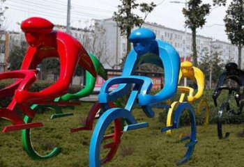 商業(yè)街自行車(chē)雕塑廠家 廣場(chǎng)擺件 烤漆不銹鋼自行車(chē)雕塑廠