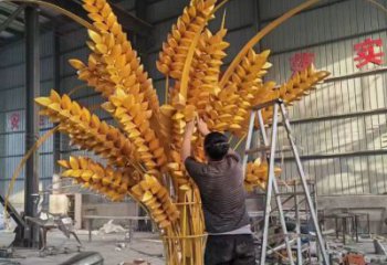 烤漆青稞雕塑廠家 現代小品 戶外不銹鋼青稞雕塑廠