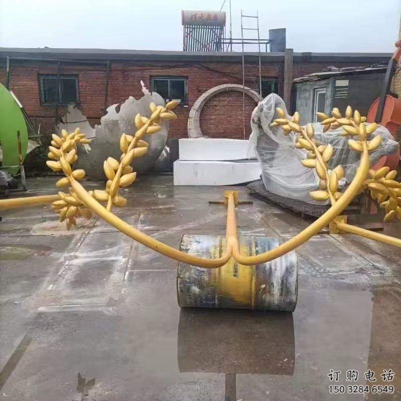 幾何水稻雕塑廠家 現(xiàn)代公園小品 仿真不銹鋼水稻雕塑制作