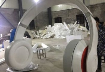 園林耳機(jī)雕塑廠家 公園音樂(lè)小品 中式不銹鋼耳機(jī)雕塑廠